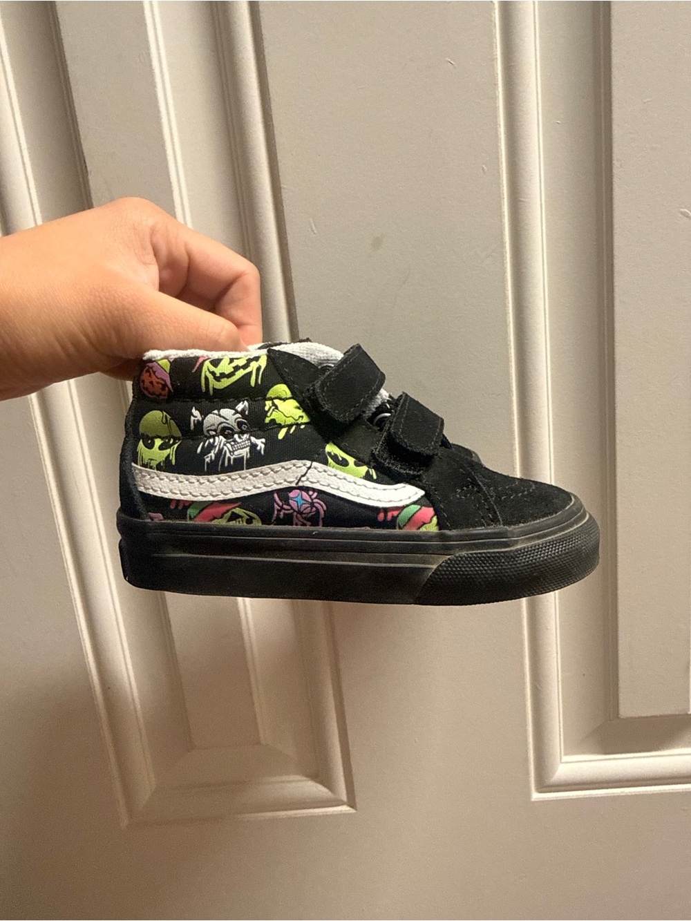 Vans Kids Black High-Top Sneakers with Neon Graphic Accents